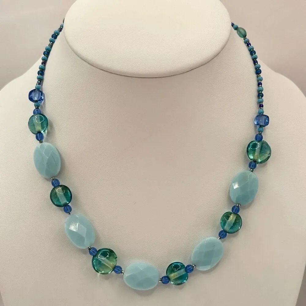 Blue beaded necklace